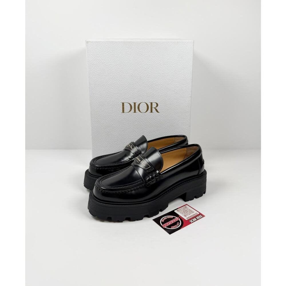Dior Black Patent Leather Lug-Sole Loafers